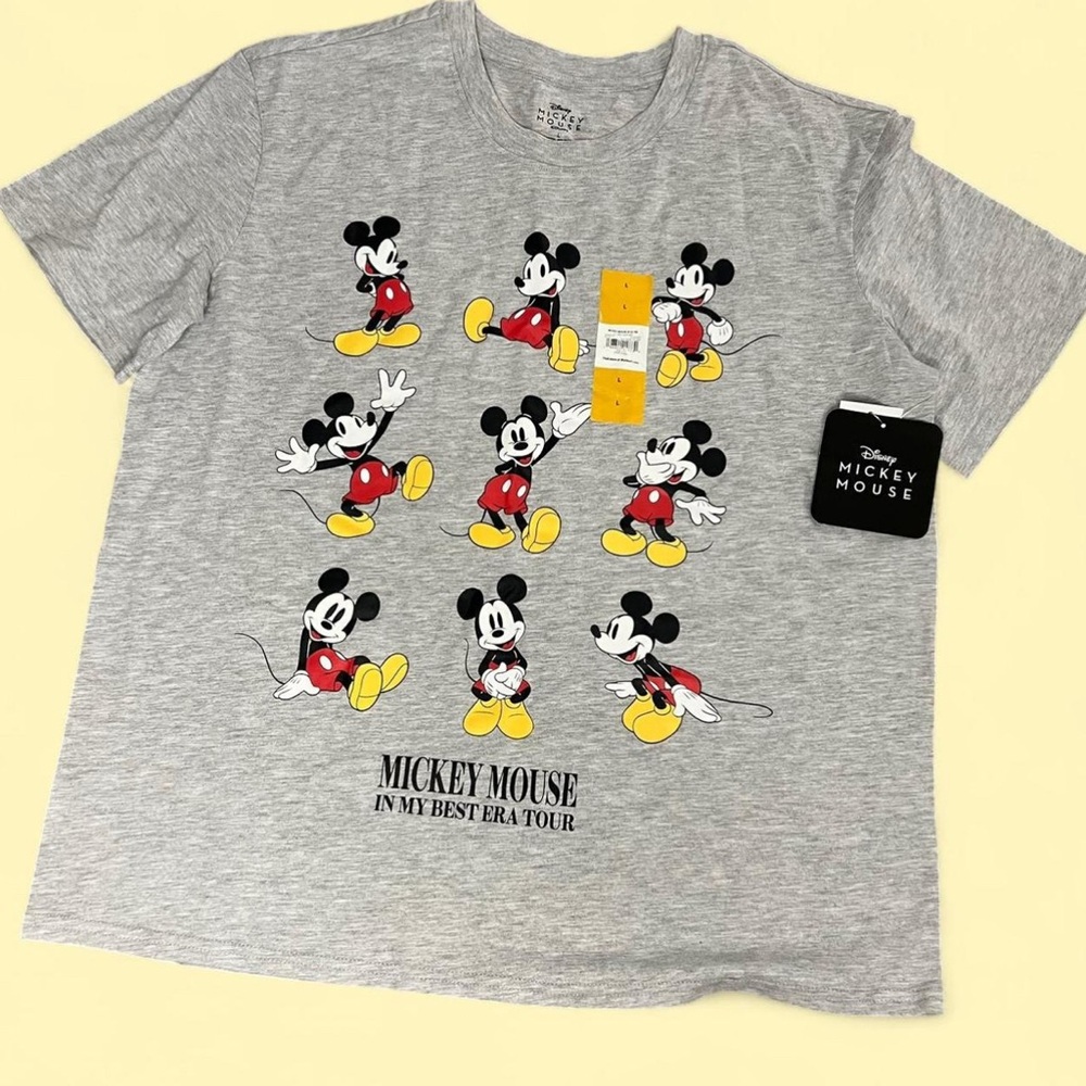 Disney Gray Mickey Mouse Women T-Shirt Size Large